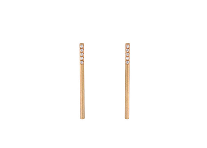 Long Vertical Bar Fashion Earring with Rose Gold Plated